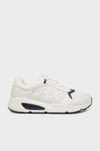 Armani Exchage Logolu Kalın Tabanlı Sneaker Erkek Ayakkabı XUX239 XV909 U384 BEYAZ - 1
