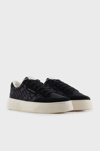 Armani Exchage Logolu Süet Detaylı Kalın Taban Sneaker Erkek Ayakkabı XUX262 XV955 00002 SİYAH - 2