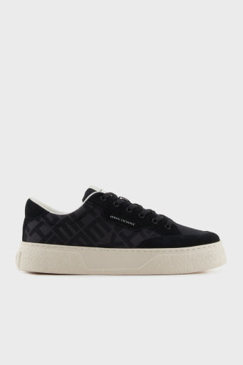 Armani Exchage Logolu Süet Detaylı Kalın Taban Sneaker Erkek Ayakkabı XUX262 XV955 00002 SİYAH - 6