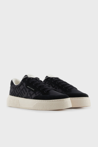 Armani Exchage Logolu Süet Detaylı Kalın Taban Sneaker Erkek Ayakkabı XUX262 XV955 00002 SİYAH - 7