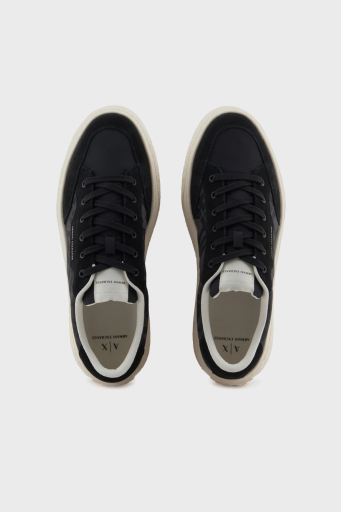 Armani Exchage Logolu Süet Detaylı Kalın Taban Sneaker Erkek Ayakkabı XUX262 XV955 00002 SİYAH - 8