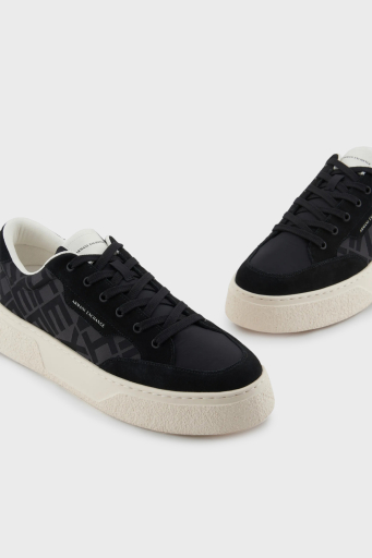 Armani Exchage Logolu Süet Detaylı Kalın Taban Sneaker Erkek Ayakkabı XUX262 XV955 00002 SİYAH - 9