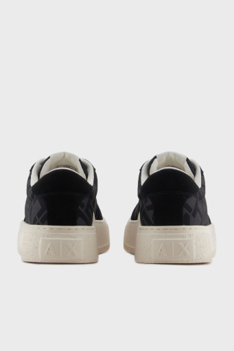 Armani Exchage Logolu Süet Detaylı Kalın Taban Sneaker Erkek Ayakkabı XUX262 XV955 00002 SİYAH - 10