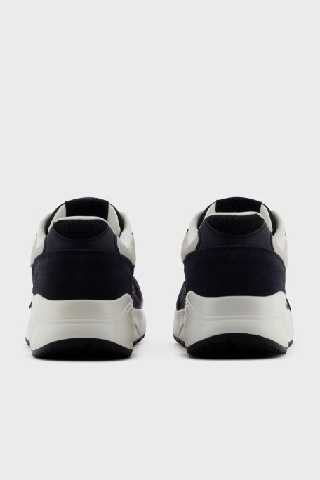 Armani Exchage Logolu Süet Detaylı Kalın Taban Sneaker Erkek Ayakkabı XUX265 XV957 N814 SİYAH-BEYAZ - 5