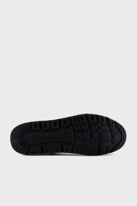Armani Exchage Logolu Süet Detaylı Kalın Taban Sneaker Erkek Ayakkabı XUX265 XV957 N814 SİYAH-BEYAZ - 6