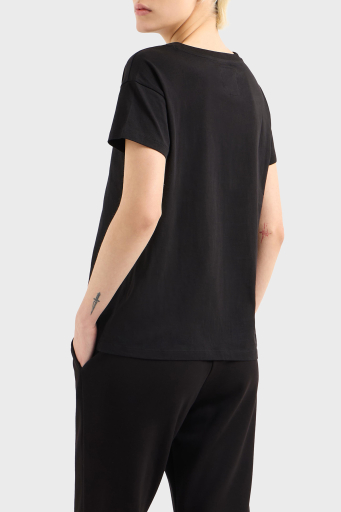 Armani Exchage Logolu Taşlı % 100 Pamuk Relaxed Fit Bisiklet Yaka Bayan T Shirt XW000830 AF10356 UC001 SİYAH - 2