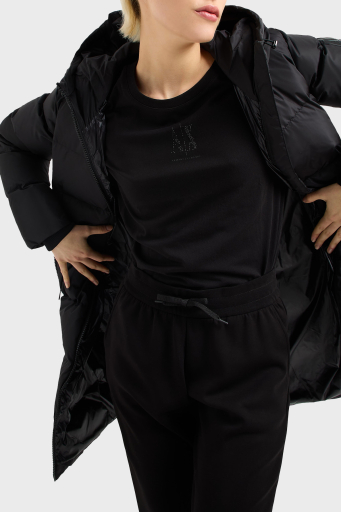 Armani Exchage Logolu Taşlı % 100 Pamuk Relaxed Fit Bisiklet Yaka Bayan T Shirt XW000830 AF10356 UC001 SİYAH - 4
