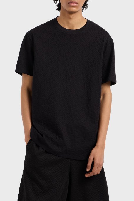 Armani Exchage Pamuklu Kabartmalı Logo Baskılı Regular Fit Bisiklet Yaka Erkek T Shirt XM000478 AF10337 FC013 SİYAH - 1