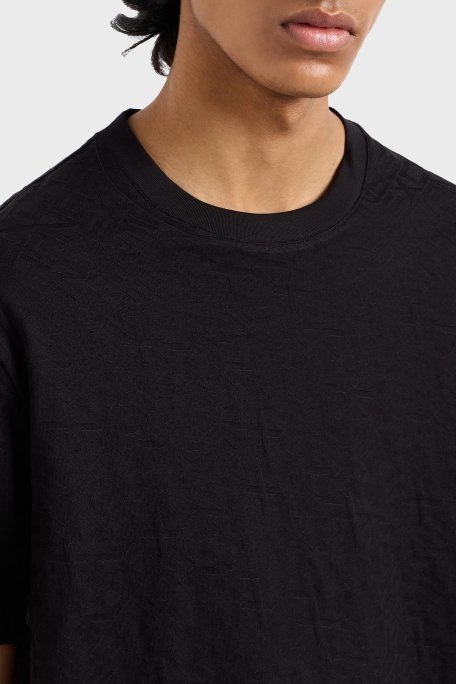 Armani Exchage Pamuklu Kabartmalı Logo Baskılı Regular Fit Bisiklet Yaka Erkek T Shirt XM000478 AF10337 FC013 SİYAH - 4