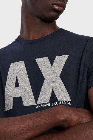 Armani Exchange - Armani Exchage Pamuklu Regular Fit Bisiklet Yaka Erkek T Shirt 6KZTFQ ZJ6SZ 1510 LACİVERT (1)