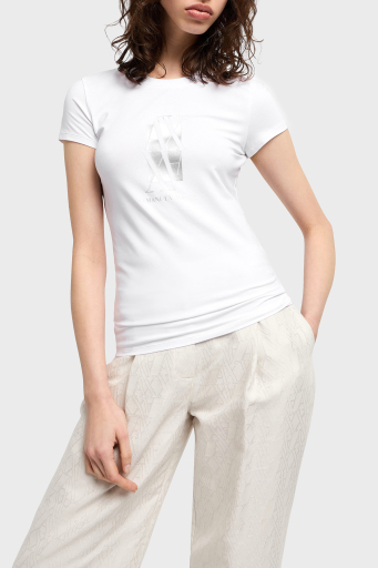 Armani Exchage Pamuklu Slim Fit Bisiklet Yaka Logolu Bayan T Shirt XW000511 AF11929 U0002 BEYAZ - 1
