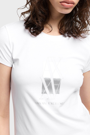 Armani Exchage Pamuklu Slim Fit Bisiklet Yaka Logolu Bayan T Shirt XW000511 AF11929 U0002 BEYAZ - 3