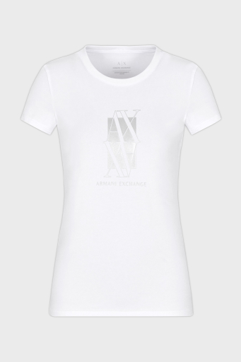 Armani Exchage Pamuklu Slim Fit Bisiklet Yaka Logolu Bayan T Shirt XW000511 AF11929 U0002 BEYAZ - 4