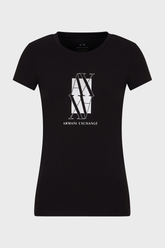 Armani Exchage Pamuklu Slim Fit Bisiklet Yaka Logolu Bayan T Shirt XW000511 AF11929 UC001 SİYAH - 5