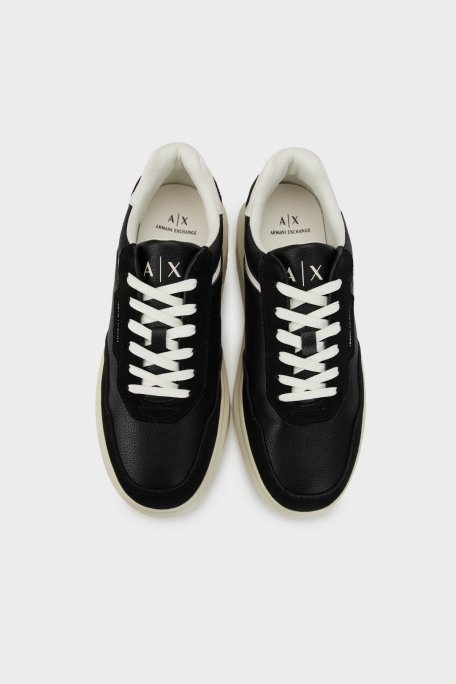 Armani Exchage Süet Detaylı Sneaker Erkek Ayakkabı XUX254 XV950 K001 SİYAH - 4