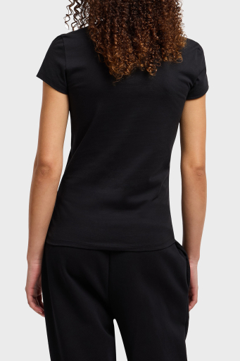 Armani Exchage Taşlı % 100 Pamuk Slim Fit Bisiklet Yaka Bayan T Shirt XW000386 AF10354 UC001 SİYAH - 2