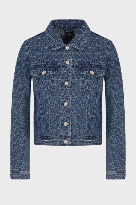 Armani Exchance % 100 Pamuk Tamamı Jakarlı Regular Fit Bayan Kot Ceket XW000556 AF12844 FB055 LACİVERT - 6