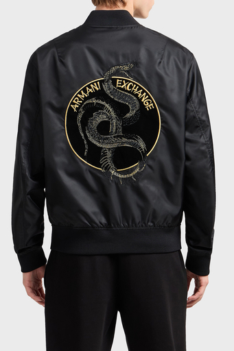 Armani Exchance İşlemeli Regular Fit Çift Taraflı Bomber Erkek Ceket XM000189 AF12011 MC057 SİYAH - 2