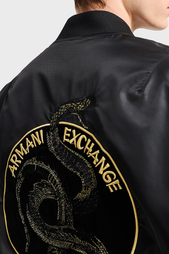 Armani Exchance İşlemeli Regular Fit Çift Taraflı Bomber Erkek Ceket XM000189 AF12011 MC057 SİYAH - 4