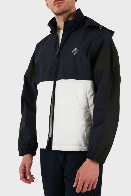 Armani Exchance Renk Bloklu Regular Fit Çıkarılabilir Kapüşonlu Erkek Ceket XM000190 AF12012 MB071 LACİVERT-BEYAZ - 6