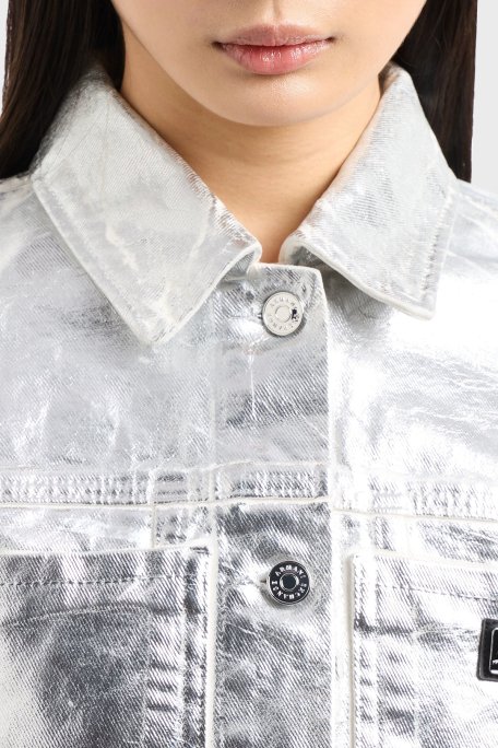 Armani Exchance Sert Pamuklu Regular Fit Metalik Bayan Ceket XW000098 AF10836 M8047 BAKIR - 4