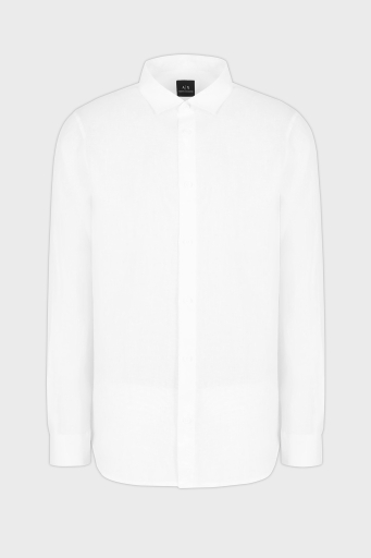 Armani Exchange % 100 Keten Regular Fit Düz Yaka Erkek Gömlek XM001221 AF14619 U0001 BEYAZ - 5