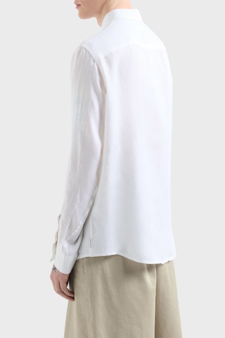 Armani Exchange % 100 Keten Regular Fit Düz Yaka Erkek Gömlek XM001221 AF14619 U0001 BEYAZ - 3
