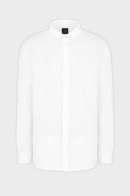 Armani Exchange % 100 Keten Regular Fit Düz Yaka Erkek Gömlek XM001221 AF14619 U0001 BEYAZ - 5