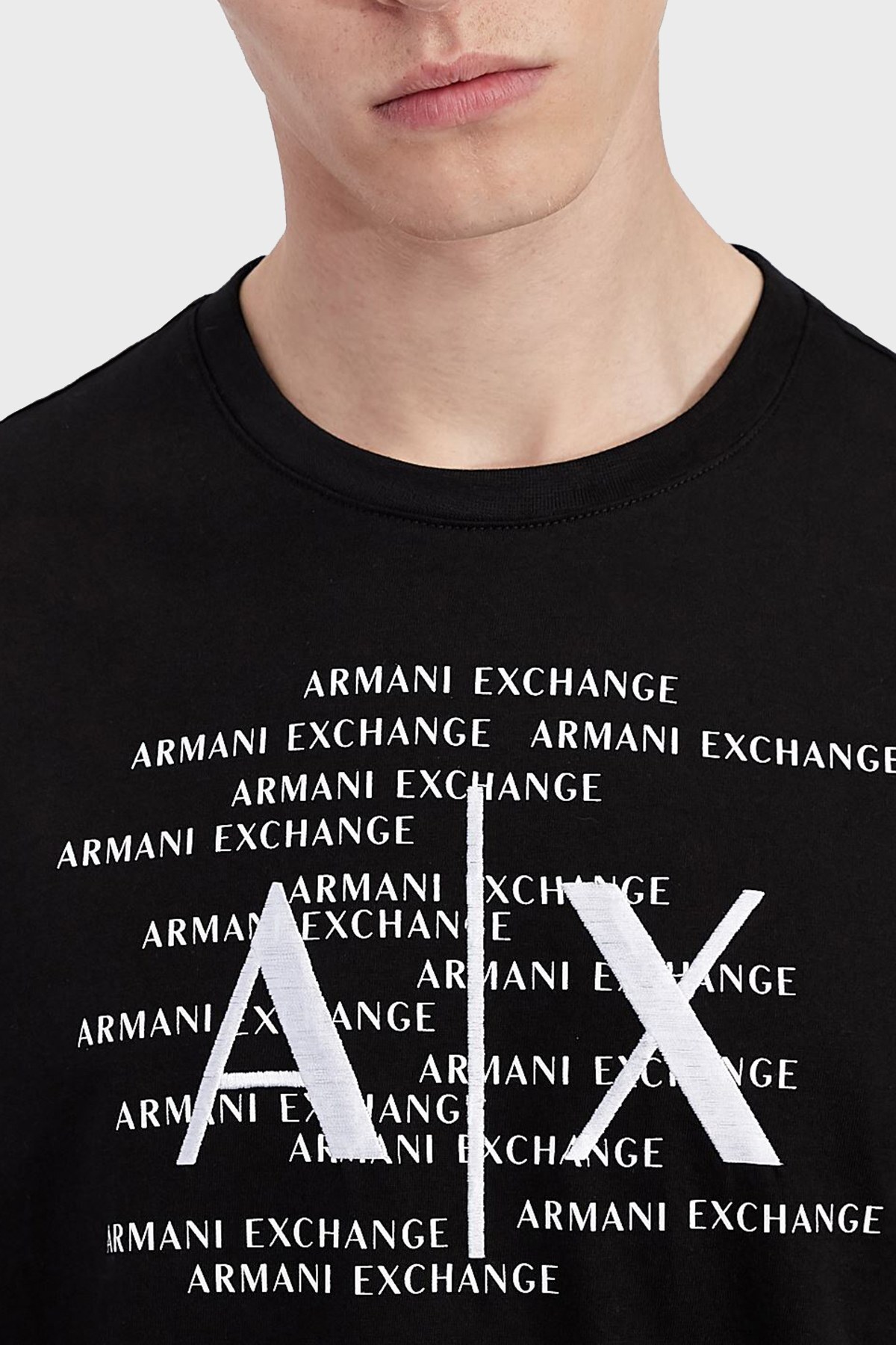 Armani Exchange % 100 Pamuk Bisiklet Yaka Regular Fit Erkek T Shirt 6KZTBR ZJV5Z 1200 SİYAH