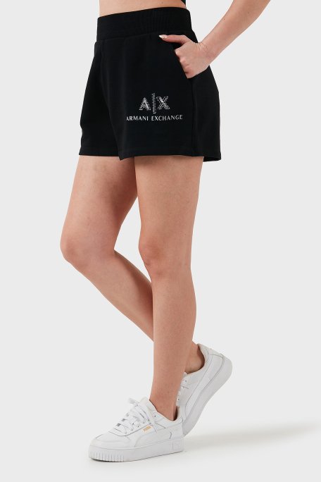 Armani Exchange % 100 Pamuk Lastikli Bel Logolu Bayan Short XW001052 AF11851 UC001 SİYAH - 3
