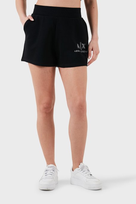 Armani Exchange % 100 Pamuk Lastikli Bel Logolu Bayan Short XW001052 AF11851 UC001 SİYAH - 4