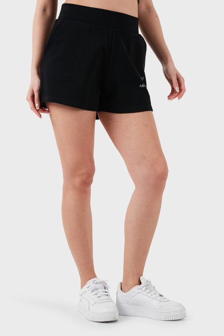 Armani Exchange % 100 Pamuk Lastikli Bel Logolu Bayan Short XW001052 AF11851 UC001 SİYAH - 5