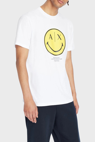 Armani Exchange - Armani Exchange % 100 Pamuk Regular Fit Bisiklet Yaka Erkek T Shirt 6LZTJS ZJ8EZ 51AE BEYAZ