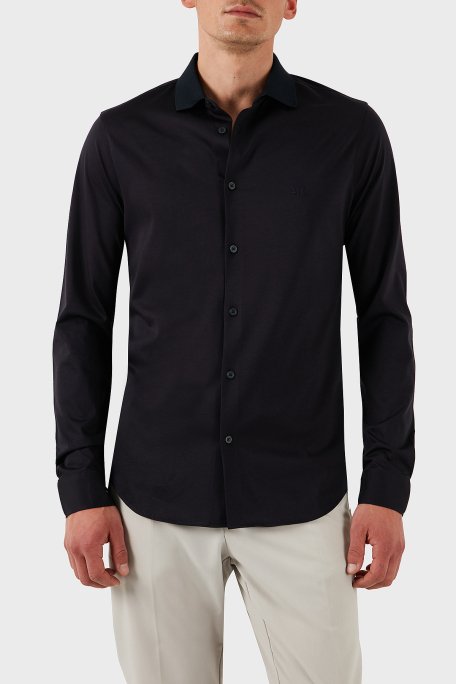 Armani Exchange % 100 Pamuk Regular Fit Düz Yaka Erkek Gömlek XM000497 AF10364 UB101 LACİVERT - 1