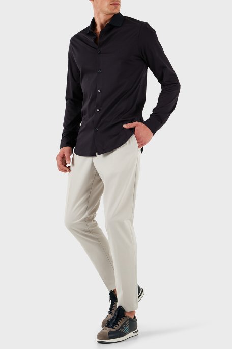 Armani Exchange % 100 Pamuk Regular Fit Düz Yaka Erkek Gömlek XM000497 AF10364 UB101 LACİVERT - 2