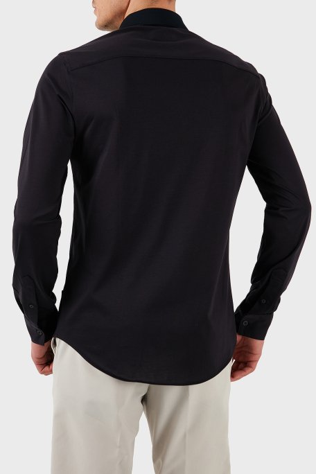 Armani Exchange % 100 Pamuk Regular Fit Düz Yaka Erkek Gömlek XM000497 AF10364 UB101 LACİVERT - 3