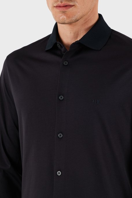 Armani Exchange % 100 Pamuk Regular Fit Düz Yaka Erkek Gömlek XM000497 AF10364 UB101 LACİVERT - 5