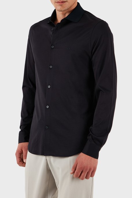 Armani Exchange % 100 Pamuk Regular Fit Düz Yaka Erkek Gömlek XM000497 AF10364 UB101 LACİVERT - 6