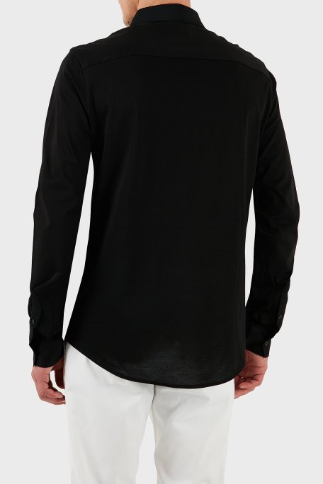 Armani Exchange % 100 Pamuk Regular Fit Düz Yaka Erkek Gömlek XM000497 AF10364 UC001 SİYAH - 3