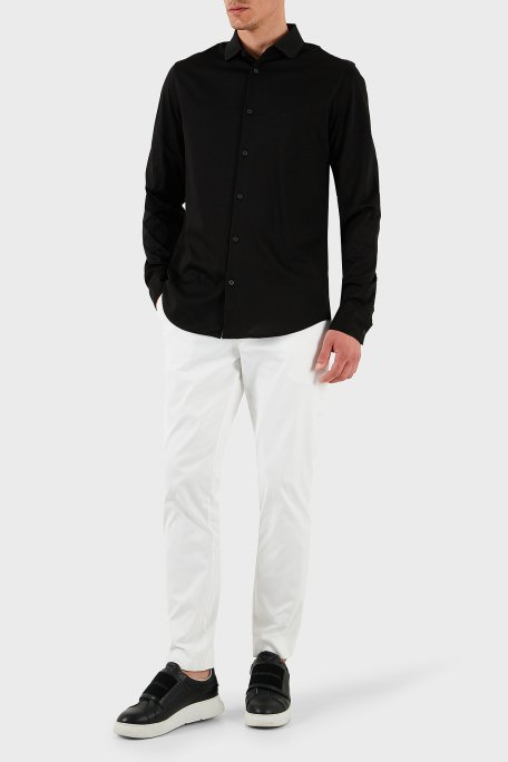 Armani Exchange % 100 Pamuk Regular Fit Düz Yaka Erkek Gömlek XM000497 AF10364 UC001 SİYAH - 4