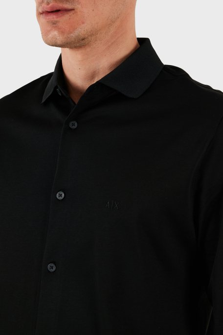 Armani Exchange % 100 Pamuk Regular Fit Düz Yaka Erkek Gömlek XM000497 AF10364 UC001 SİYAH - 6