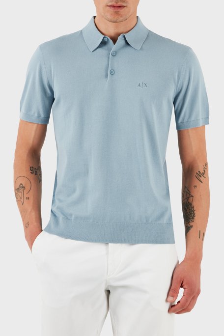 Armani Exchange % 100 Pamuk Regular Fit Erkek Polo Yaka T Shirt 8NZF5D ZM3JZ U9287 AÇIK MAVİ - 1