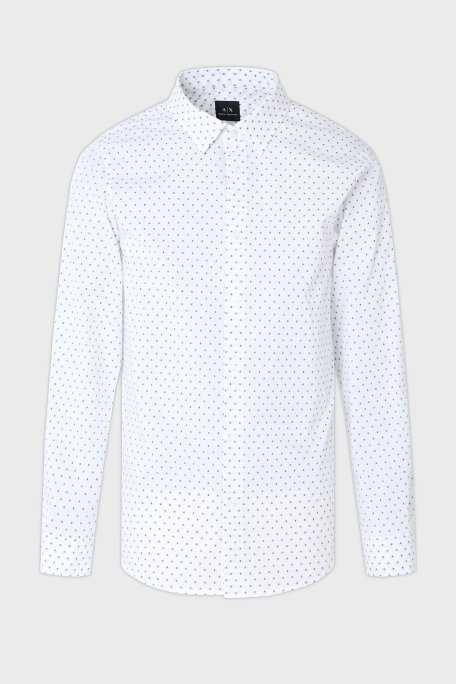 Armani Exchange % 100 Pamuk Regular Fit Jakarlı Erkek Gömlek XM000719 AF13206 F0048 BEYAZ - 4