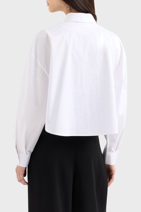 Armani Exchange % 100 Pamuk Regular Fit Kısa Bayan Gömlek XW001180 AF12812 U0002 BEYAZ - 3
