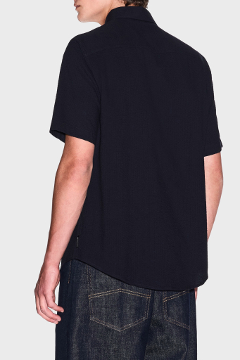 Armani Exchange % 100 Pamuk Regular Fit Kısa Kollu Erkek Gömlek XM001237 AF13141 UB101 LACİVERT - 2