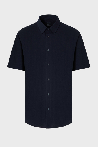 Armani Exchange % 100 Pamuk Regular Fit Kısa Kollu Erkek Gömlek XM001237 AF13141 UB101 LACİVERT - 5