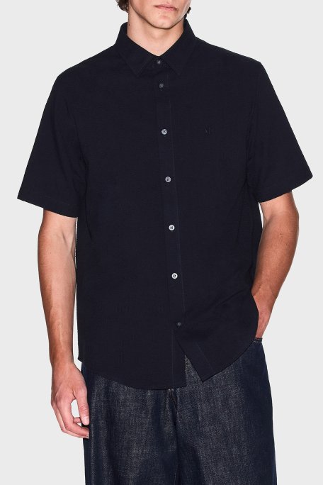 Armani Exchange % 100 Pamuk Regular Fit Kısa Kollu Erkek Gömlek XM001237 AF13141 UB101 LACİVERT - 1