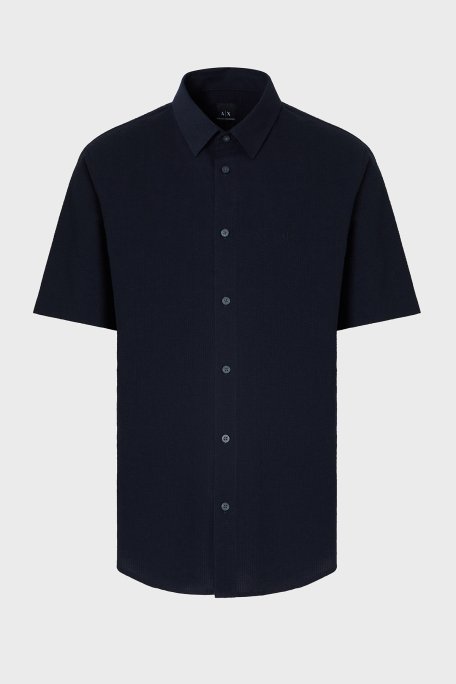 Armani Exchange % 100 Pamuk Regular Fit Kısa Kollu Erkek Gömlek XM001237 AF13141 UB101 LACİVERT - 5