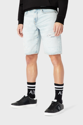 Armani Exchange % 100 Pamuk Regular Fit Kot Erkek Short 3RZJ65 Z1S5Z 1500 Buz Mavisi - 7