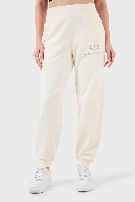 Armani Exchange % 100 Pamuk Regular Fit Ribanalı Paça Bayan Pantolon XW000162 AF11851 U1003 EKRU - 1
